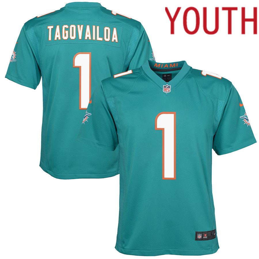 Youth Miami Dolphins 1 Tua Tagovailoa Nike Aqua Game NFL Jersey